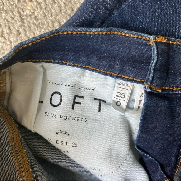 Loft Modern Skinny Jeans Dark Wash  Stretch Rise 8” Inseam 26” Zip Fly 25 Petite - Picture 3 of 7